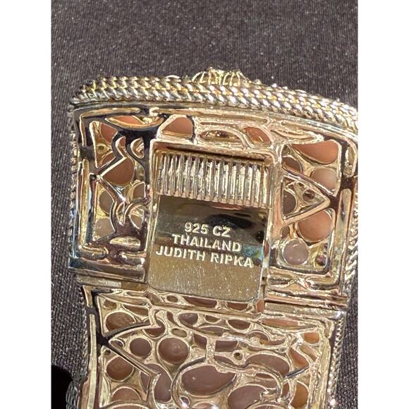 Judith Ripka Aurora Pink Opal Cuff Bracelet: Sterling Silver CZ Bangle - Picture 5 of 5